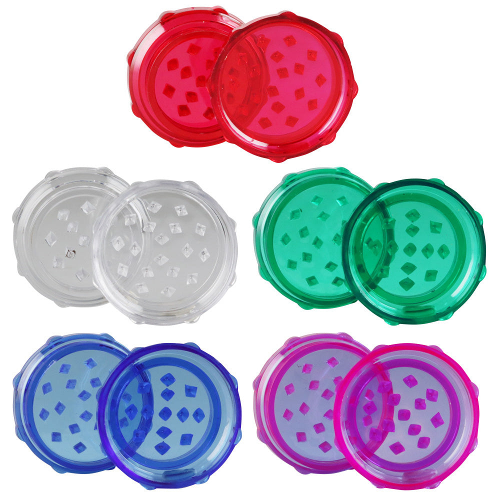 Acrylic Grinder w/ Diamond Teeth – 2pc / 2″ / Colors Vary